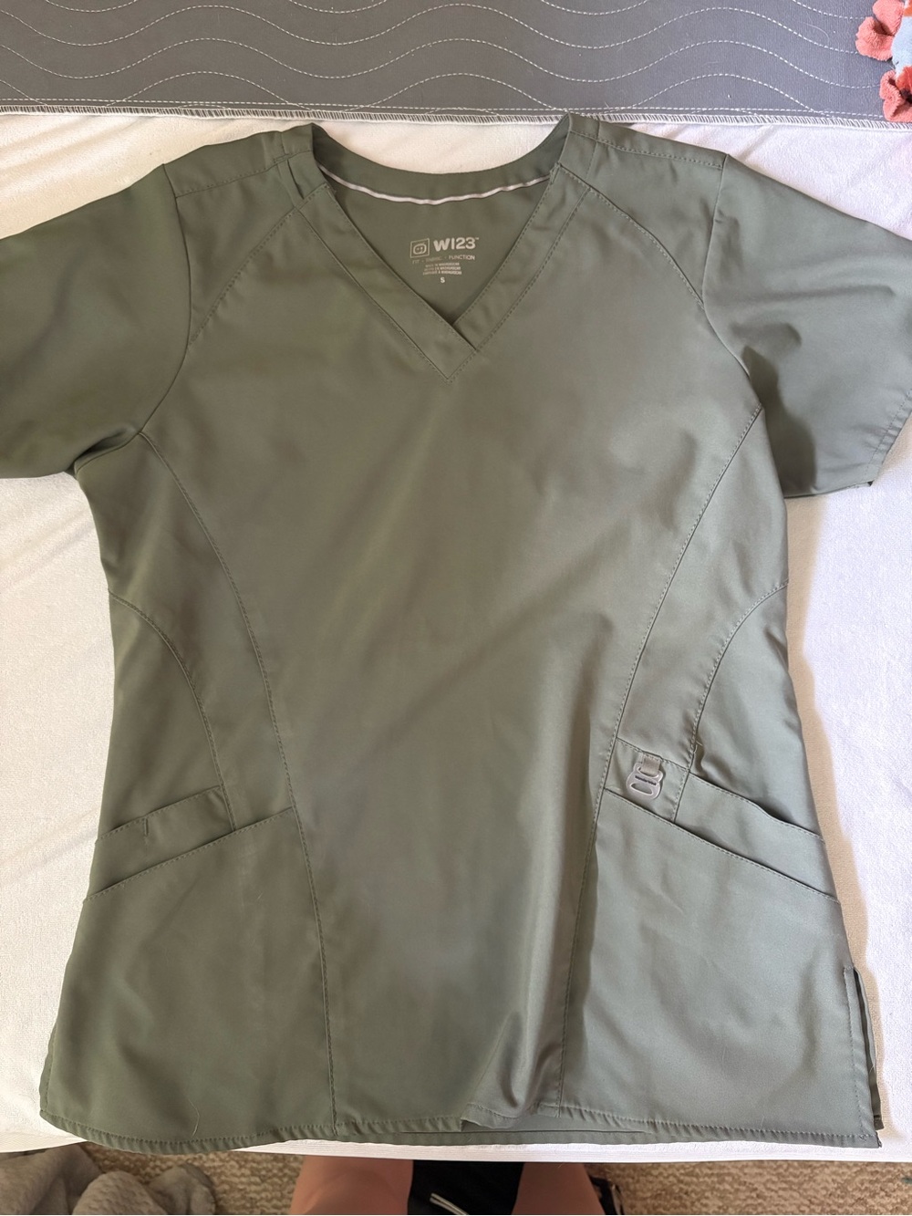 WonderWink Olive Green V-Neck Scrub Top